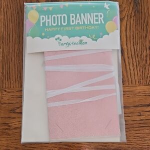 Pink Photo Banner for First Birthday